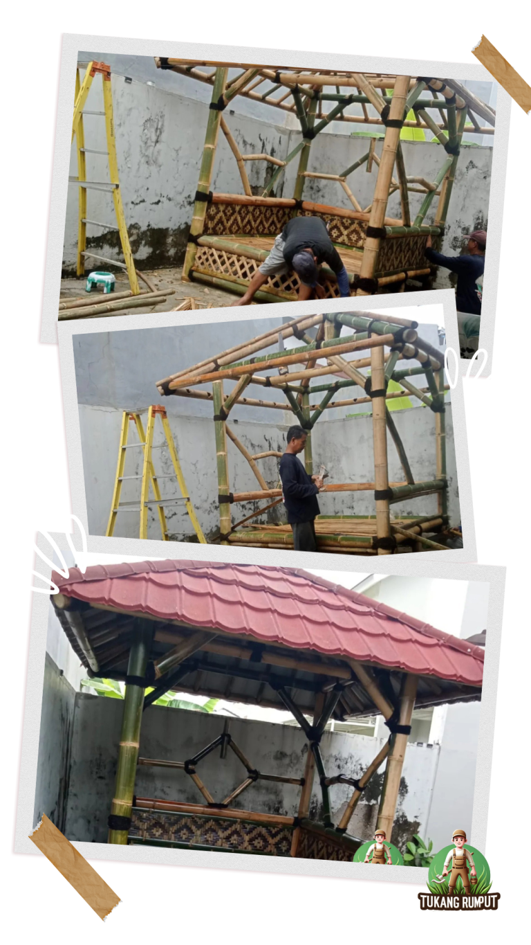 Hasil Pemasangan Saung Bambu 2×2