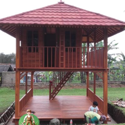 gazebo kayu jati 3x3 tingkat