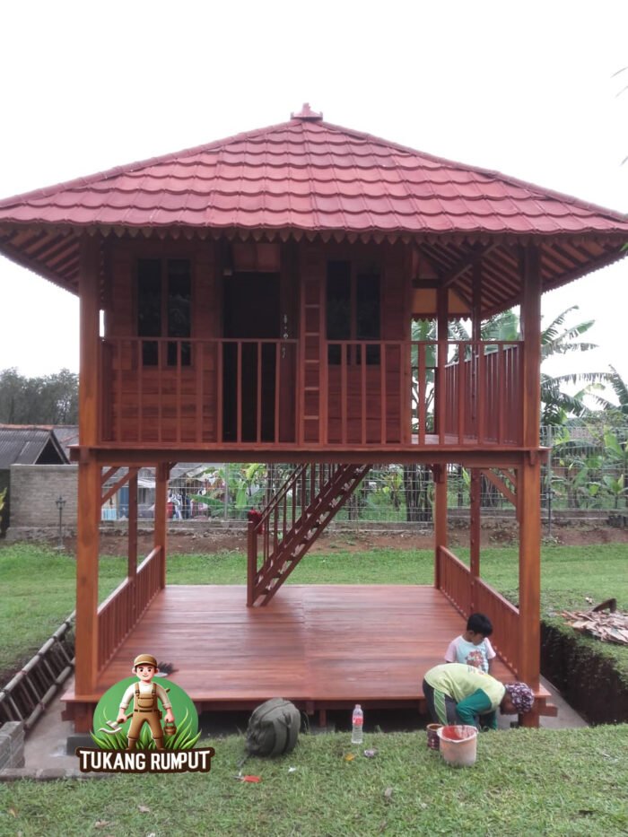 gazebo kayu jati 3x3 tingkat