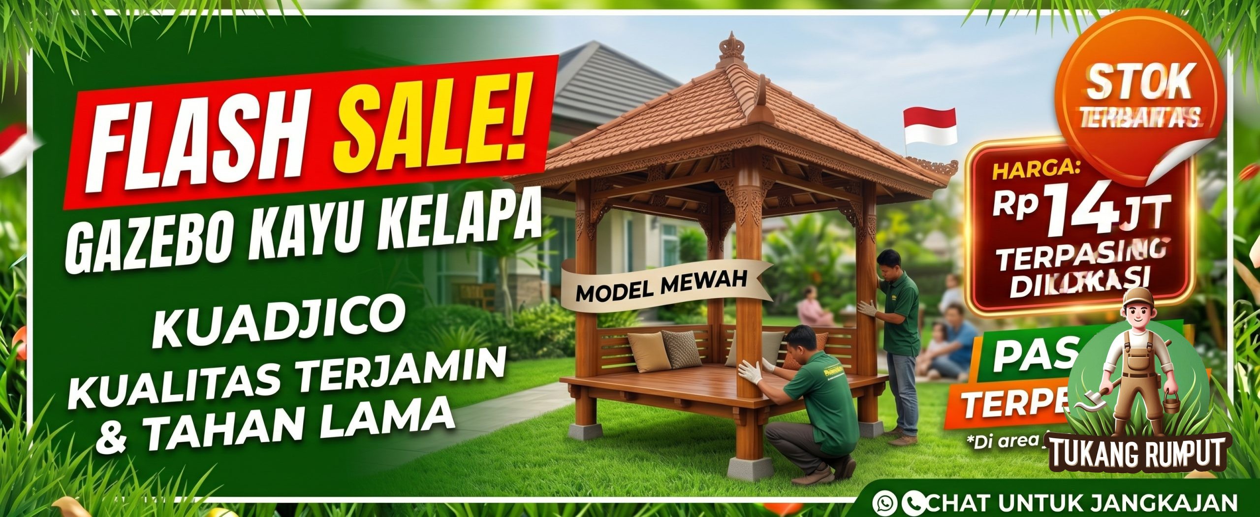 Promo Gazebo Kayu Kelapa