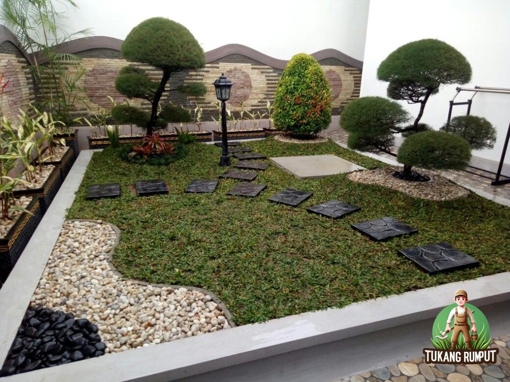 Taman Minimalis dengan Rumput Hijau