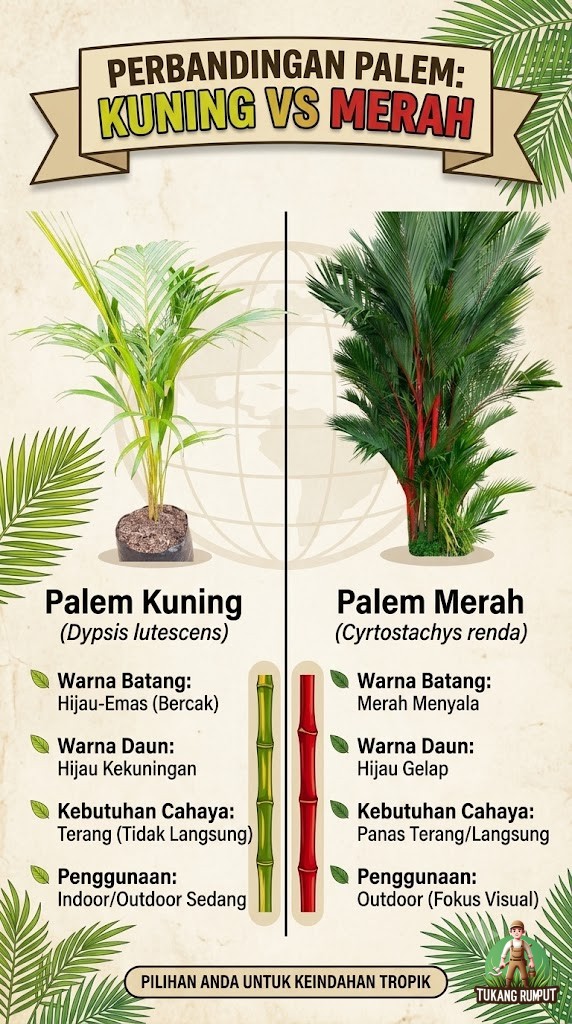 palem kuning vs palem merah