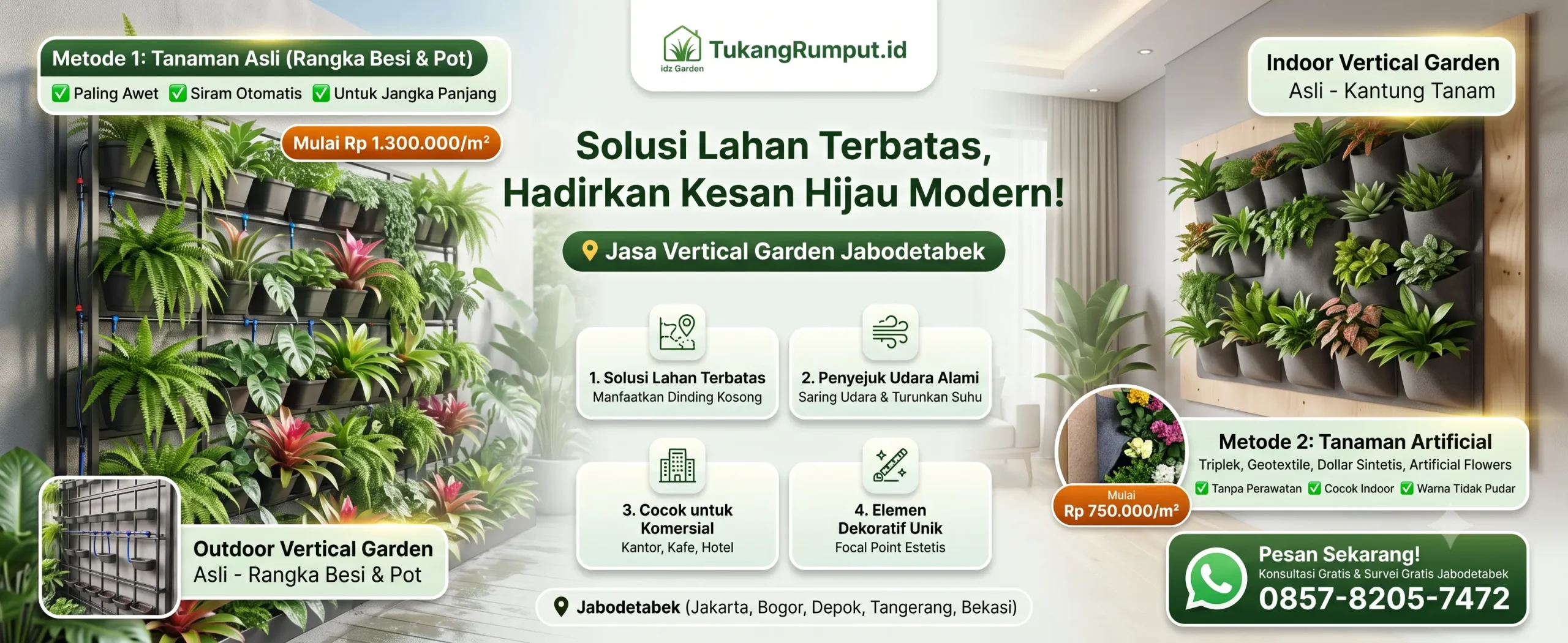 Bener Promosi Untuk jasa pembuatan Taman Vertical Garden